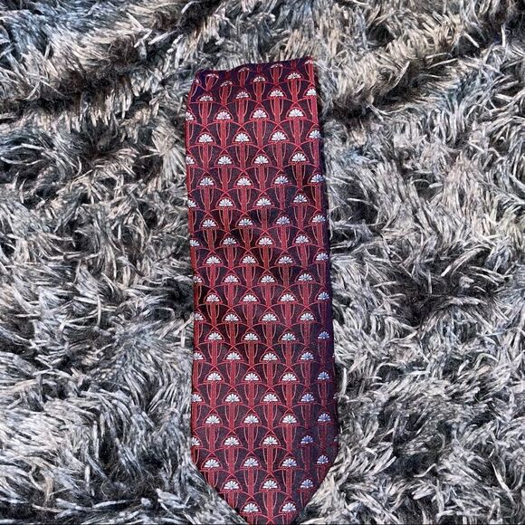 VALENTINO 100% Silk Tie Red Italy Designer - Picture 2 of 7